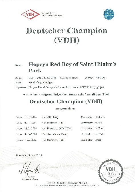 de la Deesse Hera - Deutscher Champion VDH